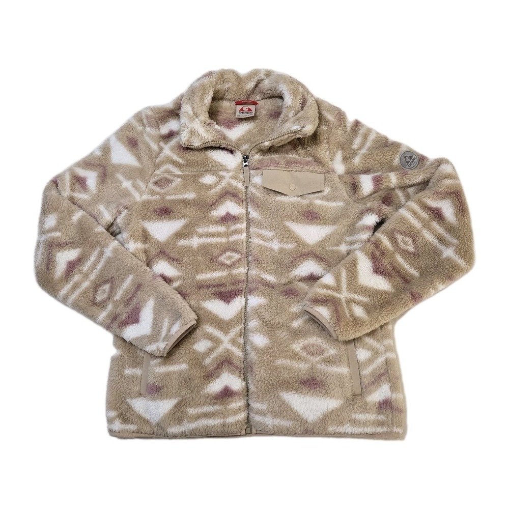 Gerry Aztec Plush Pile Fleece Jacket Full Zip Womens Size Medium Western Cowgirl